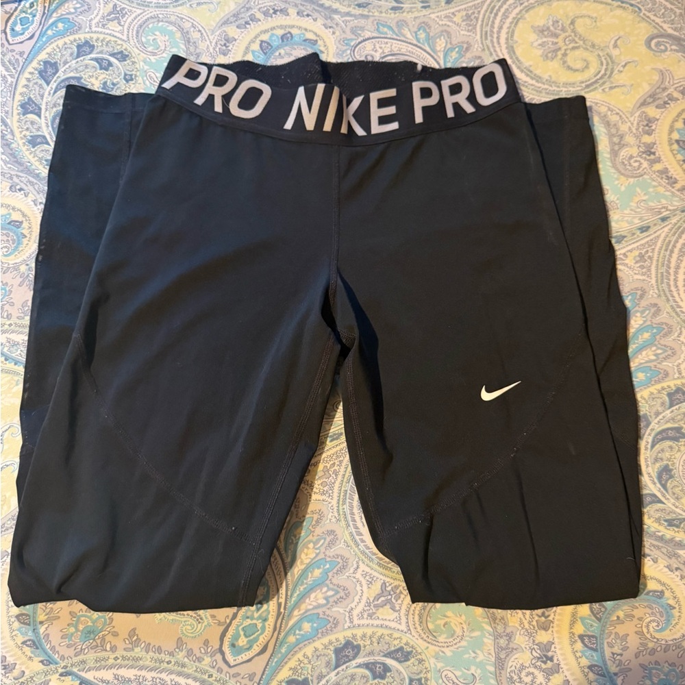 Nike Pro Black Leggings with White Logo